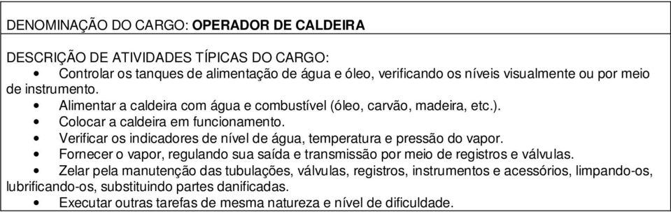 Verificar os indicadores de nível de água, temperatura e pressão do vapor.