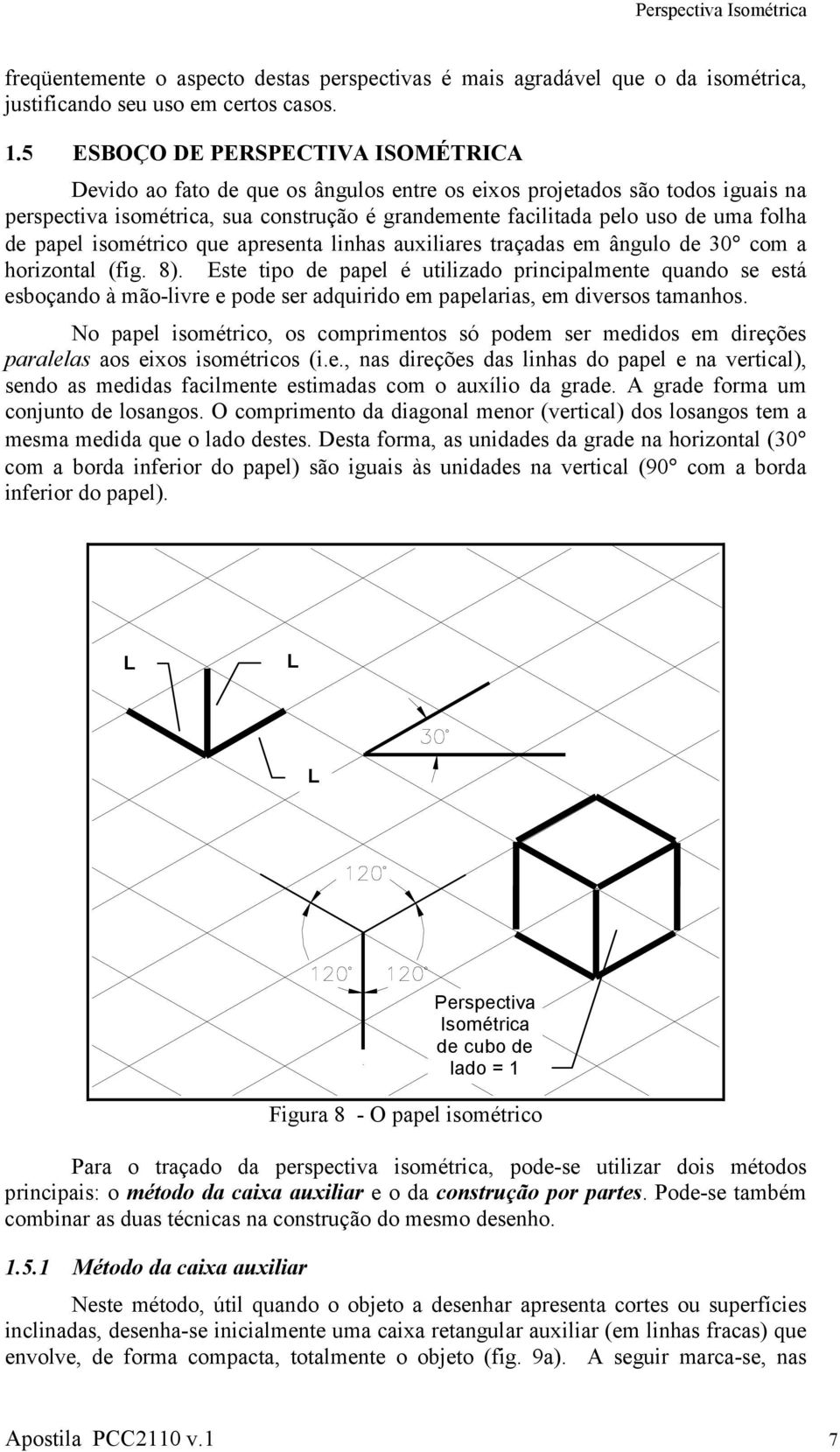 de papel isométrico que apresenta linhas auxiliares traçadas em ângulo de 30 com a horizontal (fig. 8).