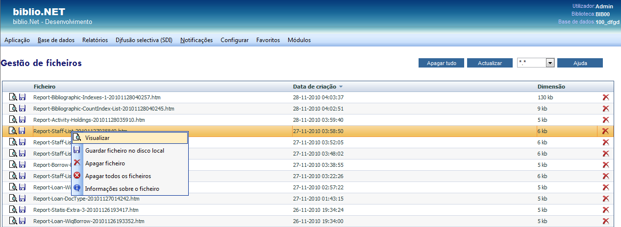 Resultados de impressão ficheiros criados Os ficheiros gerados pelas múltiplas opções que produzem conteúdos em HTML ou uma imagem no formato PNG (Ex.