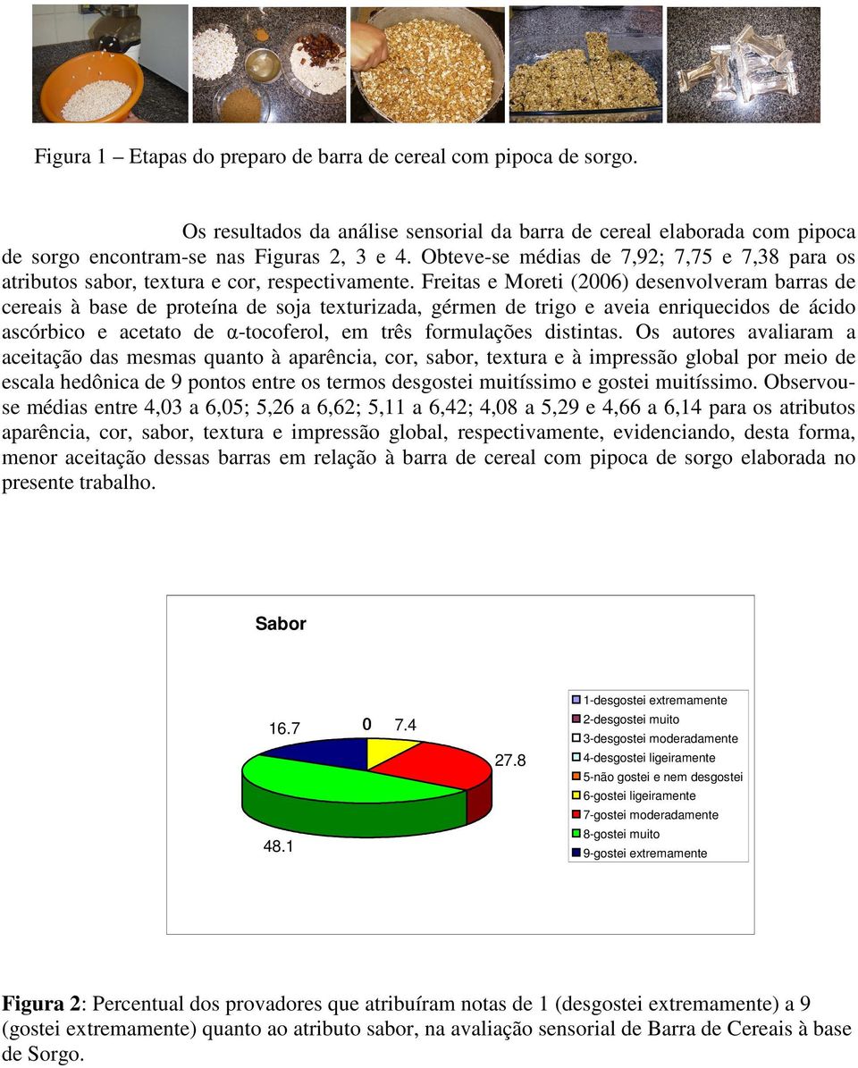 Freitas e Moreti (2006) desenvolveram barras de cereais à base de proteína de soja texturizada, gérmen de trigo e aveia enriquecidos de ácido ascórbico e acetato de α-tocoferol, em três formulações