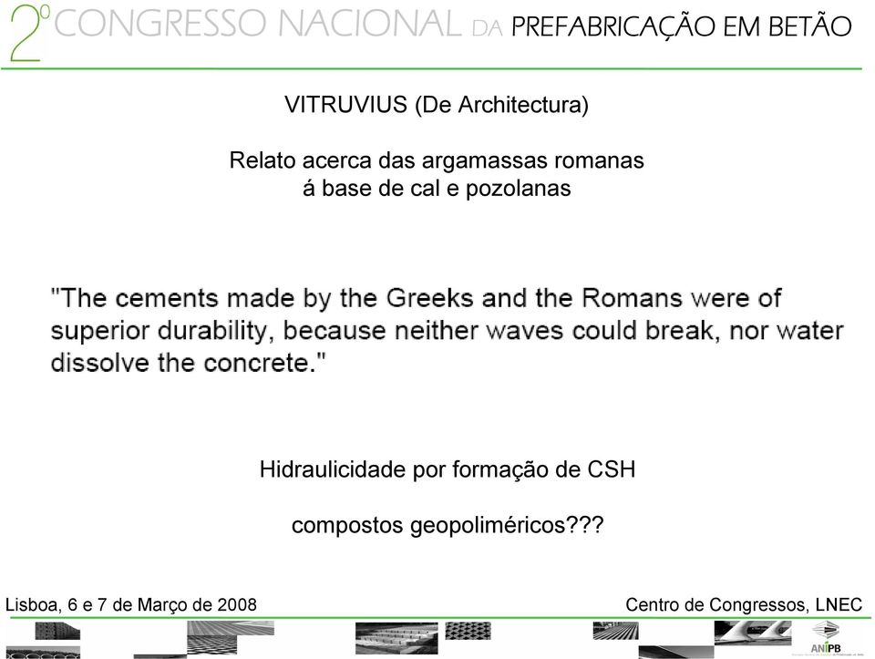 de cal e pozolanas Hidraulicidade por