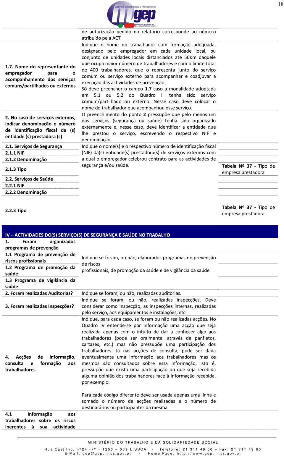 2.1 NIF 2.2.2 Denominação de autorização pedido no relatório corresponde ao número atribuído pela ACT Indique o nome do trabalhador com formação adequada, designado pelo empregador em cada unidade