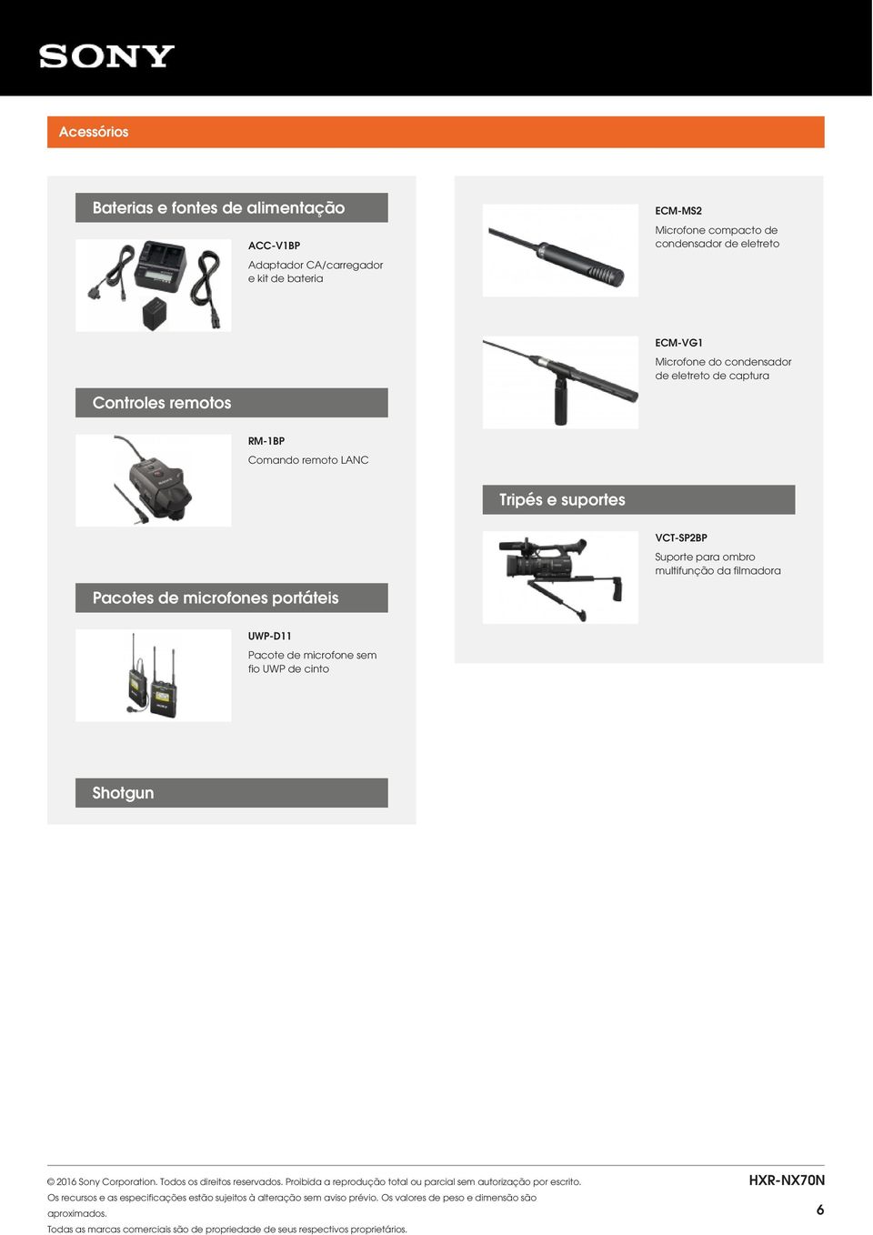 microfone sem fio UWP de cinto Shotgun 2016 Sony Corporation. Todos os direitos reservados. Proibida a reprodução total ou parcial sem autorização por escrito.