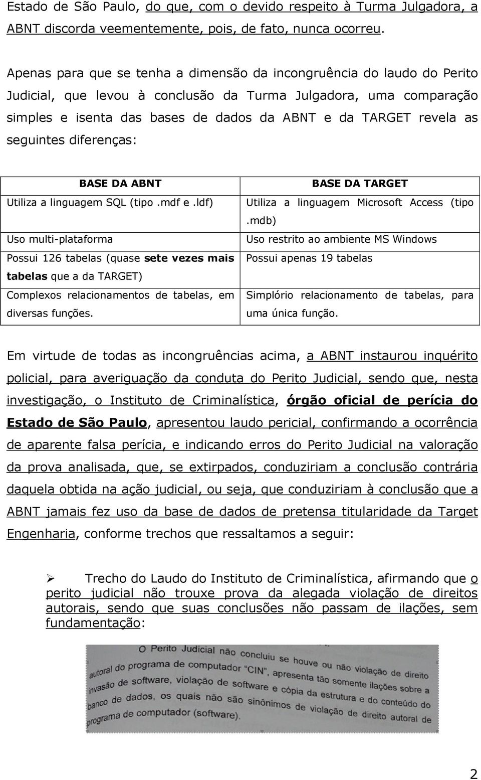 revela as seguintes diferenças: BASE DA ABNT Utiliza a linguagem SQL (tipo.mdf e.