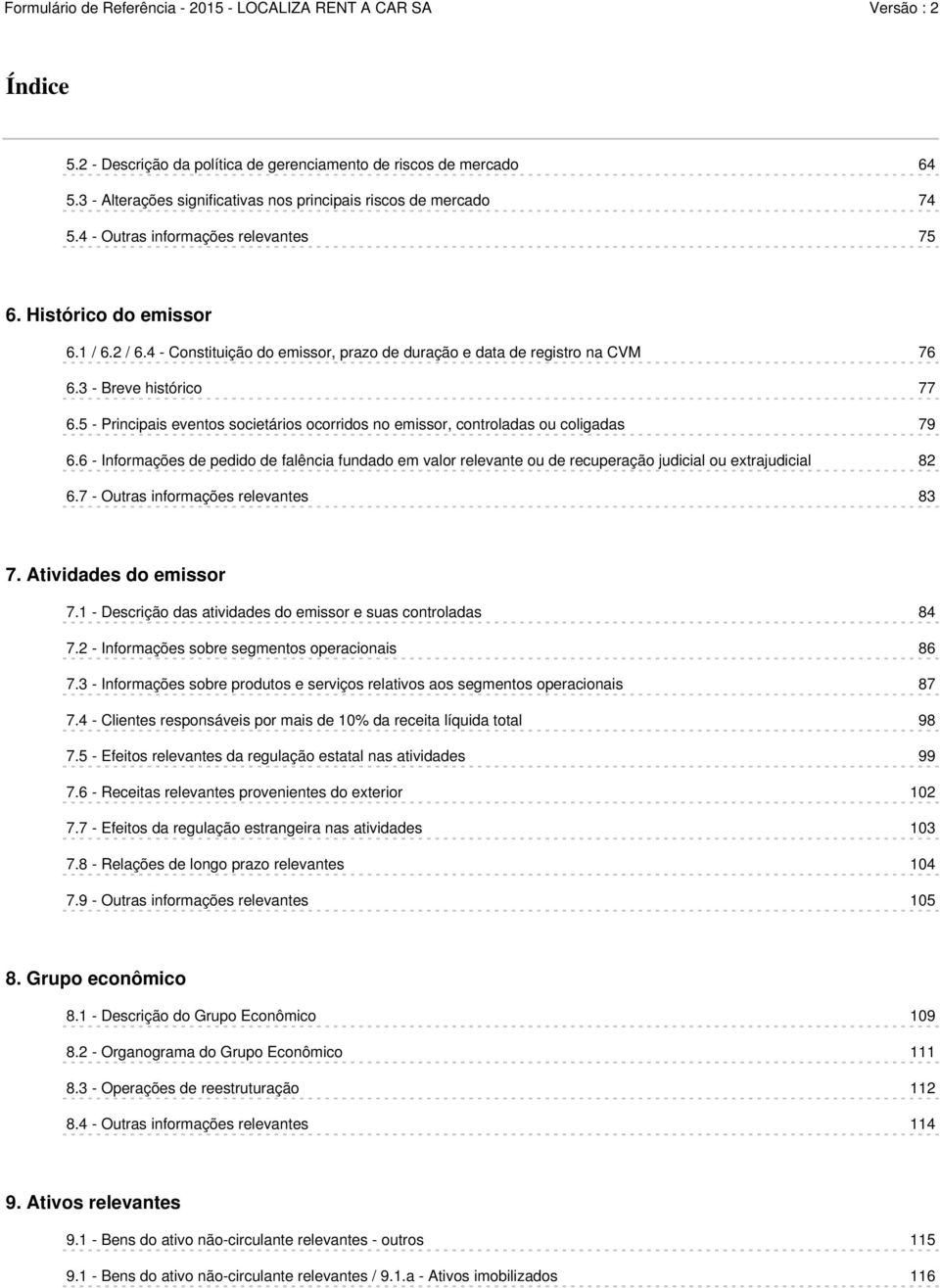 5 - Principais eventos societários ocorridos no emissor, controladas ou coligadas 79 6.