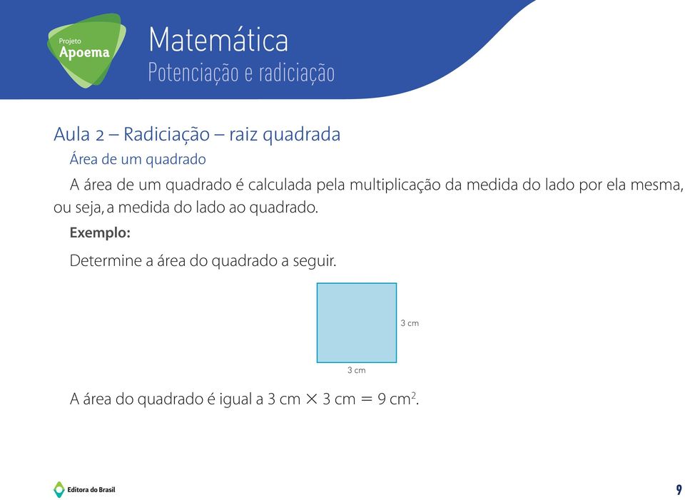 mesma, ou seja, a medida do lado ao quadrado.