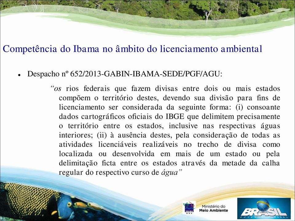 precisamente o território entre os estados, inclusive nas respectivas águas interiores; (ii) à ausência destes, pela consideração de todas as atividades licenciáveis