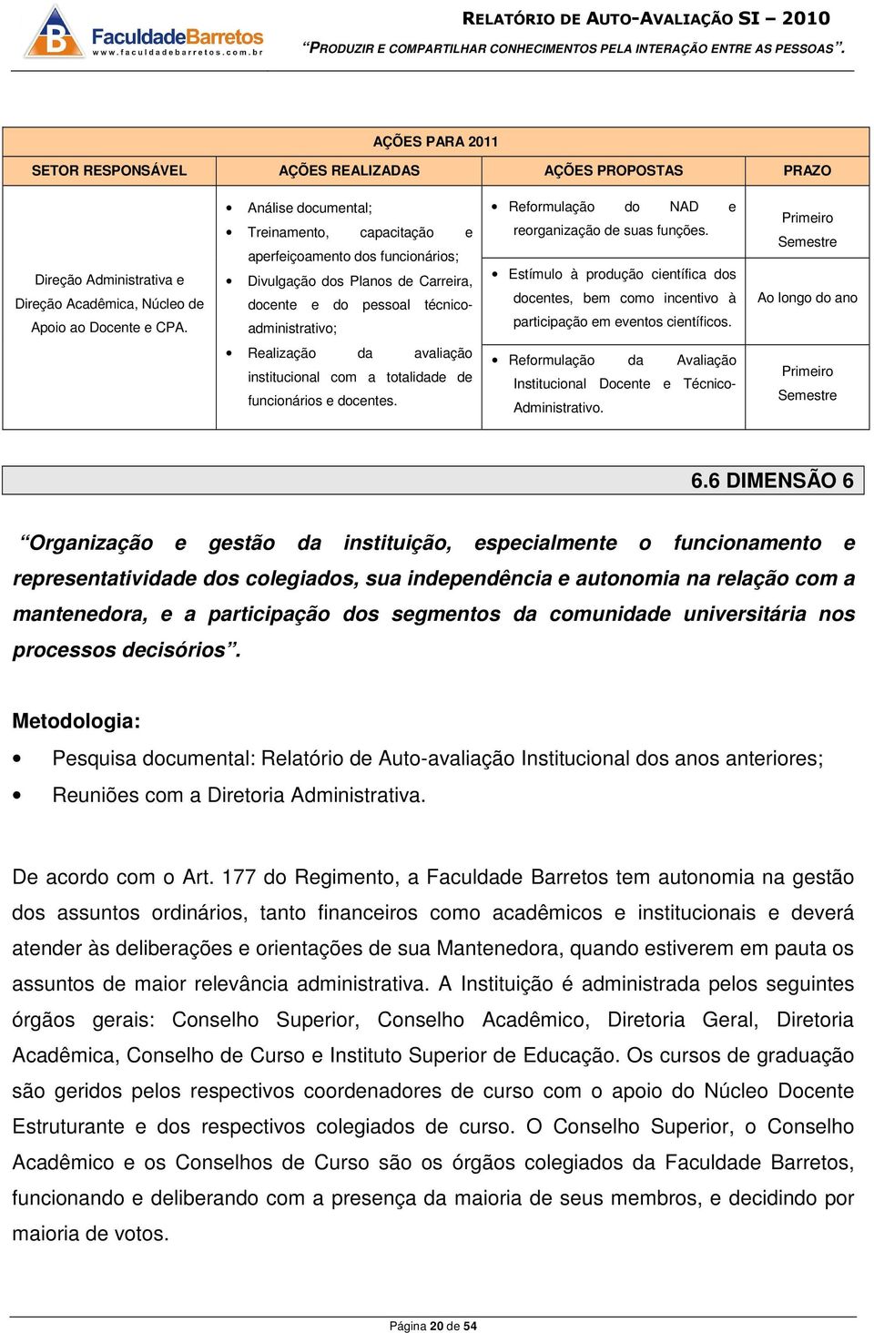 suas funções. Estímulo à produção científica dos docentes, bem como incentivo à participação em eventos científicos.