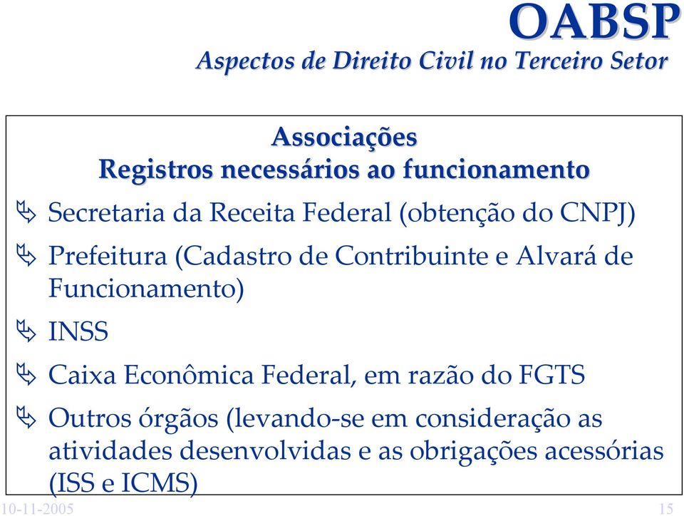 INSS Caixa Econômica Federal, em razão do FGTS Outros órgãos (levando-se em