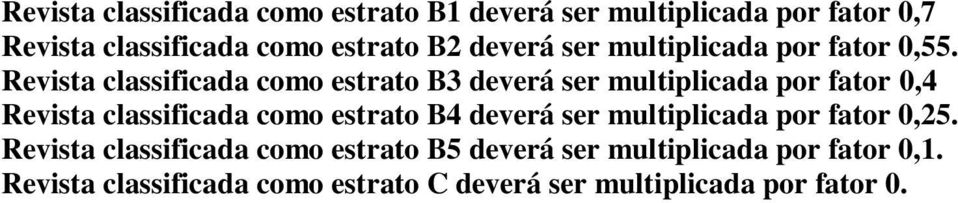 Revista classificada como estrato B3 deverá ser multiplicada por fator 0,4 Revista classificada como estrato B4