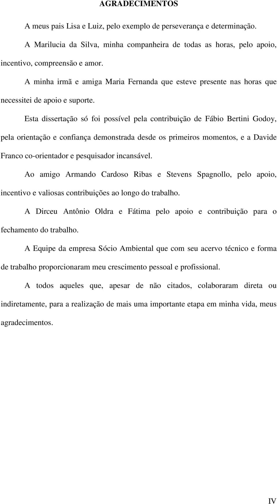 Esta dissertação só foi possível pela contribuição de Fábio Bertini Godoy, pela orientação e confiança demonstrada desde os primeiros momentos, e a Davide Franco co-orientador e pesquisador