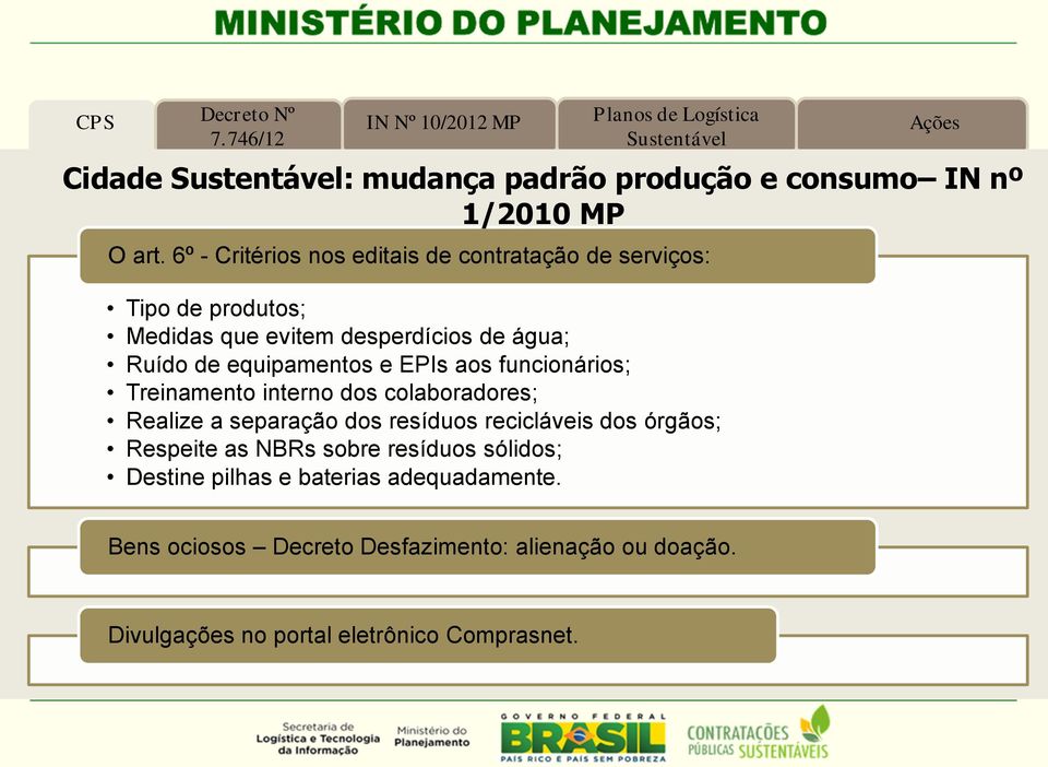 funcionários; Treinamento interno dos colaboradores; Realize a separação dos resíduos recicláveis dos órgãos; Respeite as NBRs sobre resíduos