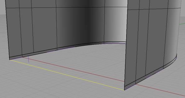 11 Crie uma linha com a ferramenta Polyline na base, ligando os dois lados da superfície A.