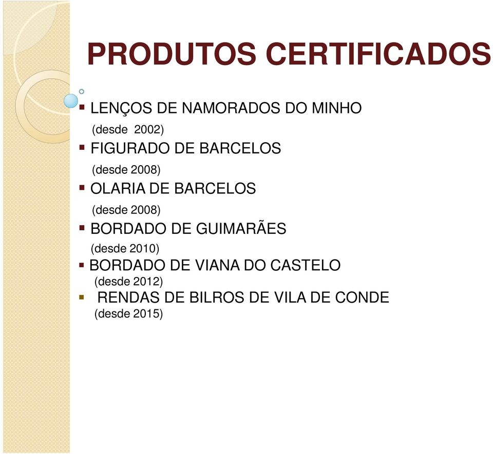 (desde 2008) BORDADO DE GUIMARÃES (desde 2010) BORDADO DE