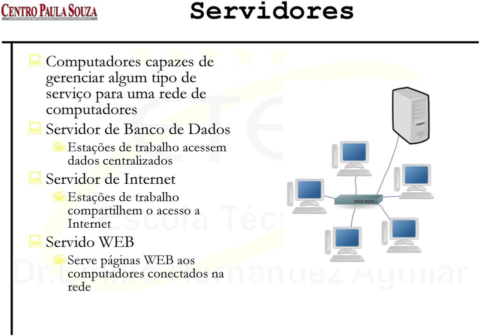 centralizados Servidor de Internet Estações de trabalho compartilhem o acesso