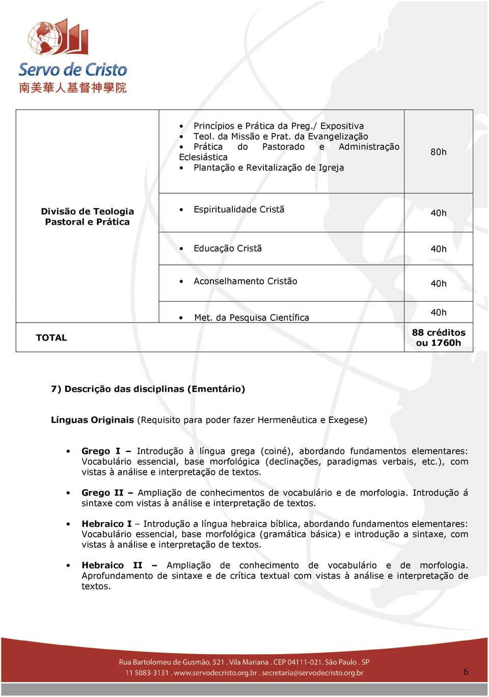 Aconselhamento Cristão 40h TOTAL Met.