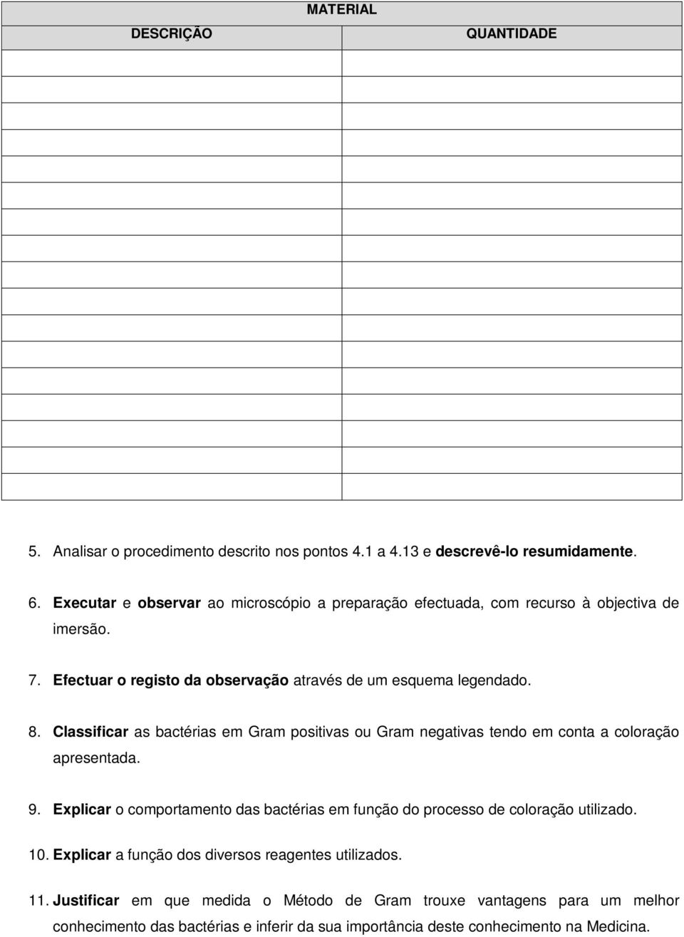 Classificar as bactérias em Gram positivas ou Gram negativas tendo em conta a coloração apresentada. 9.