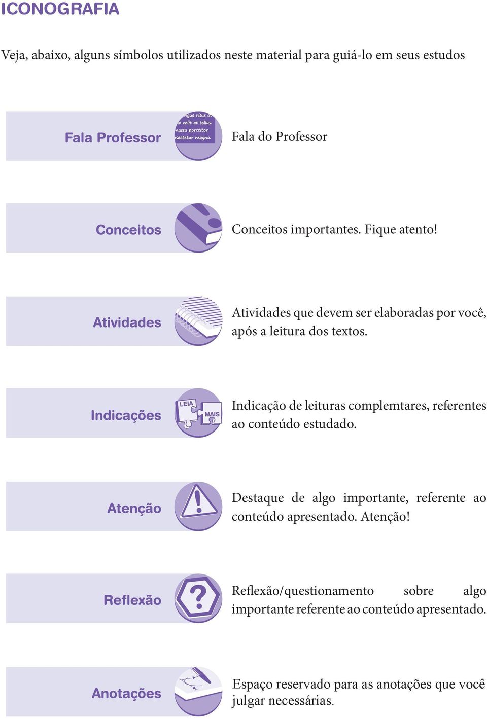 Indicação de leituras complemtares, referentes ao conteúdo estudado.