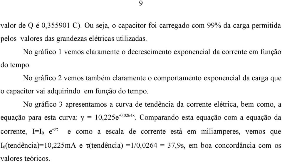 No gráfico 2 vemos também claramente o comportamento exponencial da carga que o capacitor vai adquirindo em função do tempo.