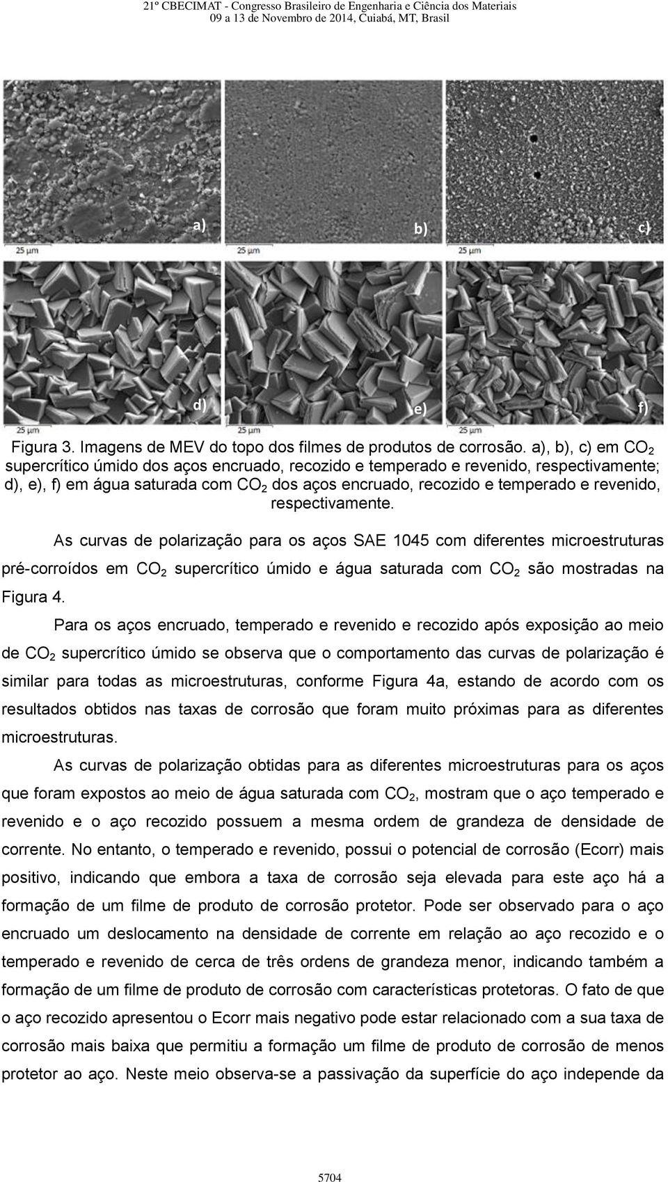 respectivamente. As curvas de polarização para os aços SAE 1045 com diferentes microestruturas pré-corroídos em CO 2 supercrítico úmido e água saturada com CO 2 são mostradas na Figura 4.