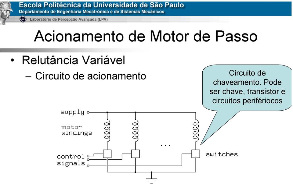 acionamento Circuito de chaveamento.