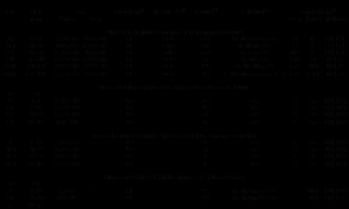 de mosqueados, plintitas e/ou petroplintitas, típicas da classe Plintossolo.