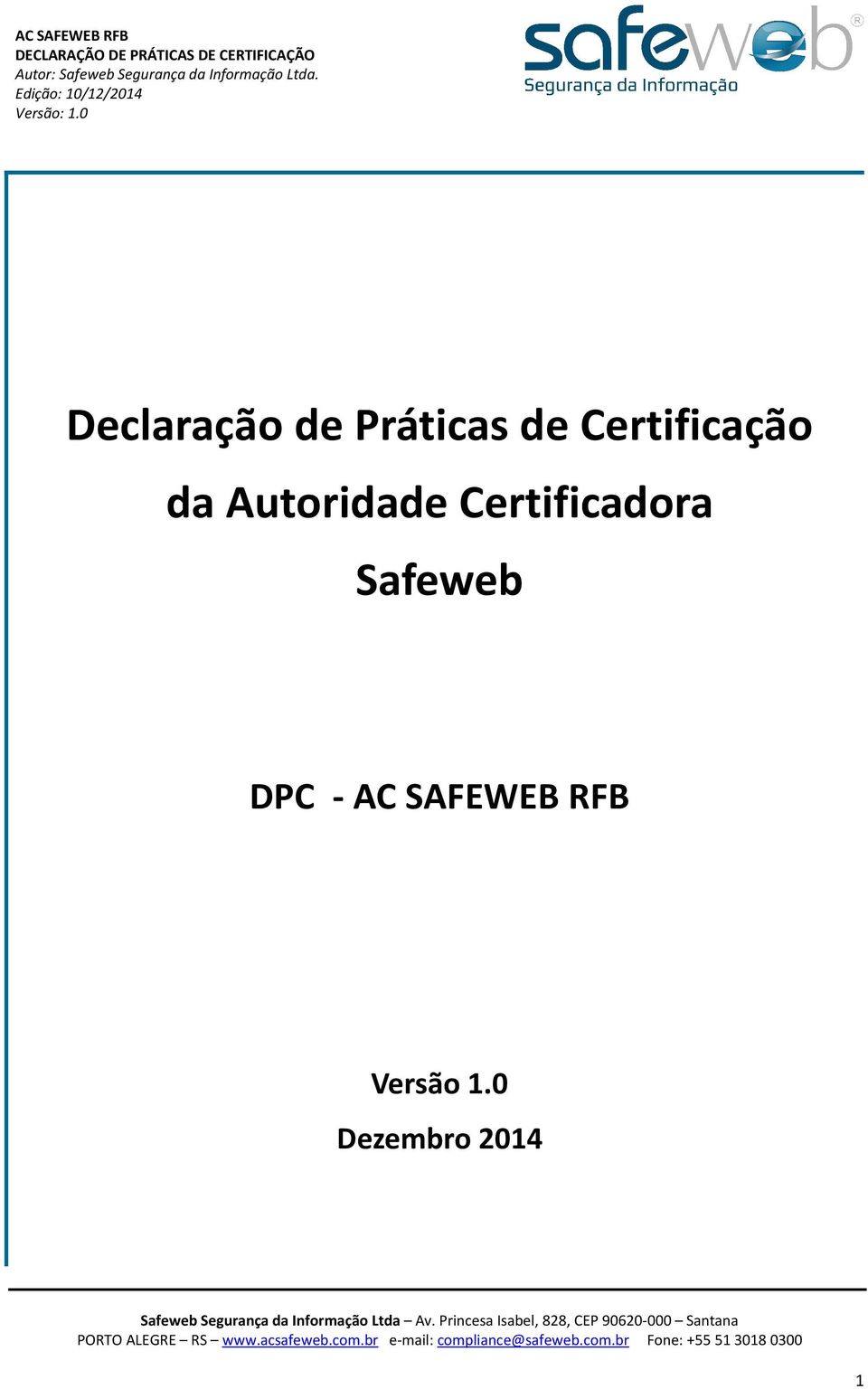 Certificadora Safeweb DPC - AC