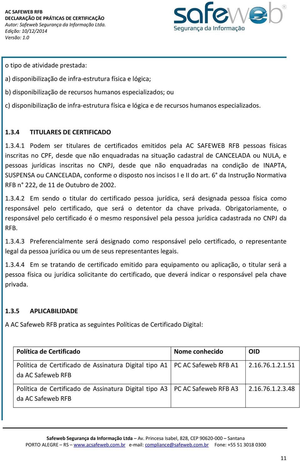 TITULARES DE CERTIFICADO 1.3.4.