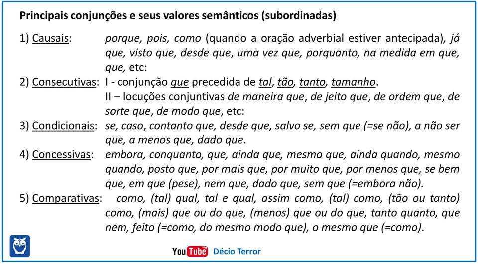 II locuções conjuntivas de maneira que, de jeito que, de ordem que, de sorte que, de modo que, etc: 3) Condicionais: se, caso, contanto que, desde que, salvo se, sem que (=se não), a não ser que, a