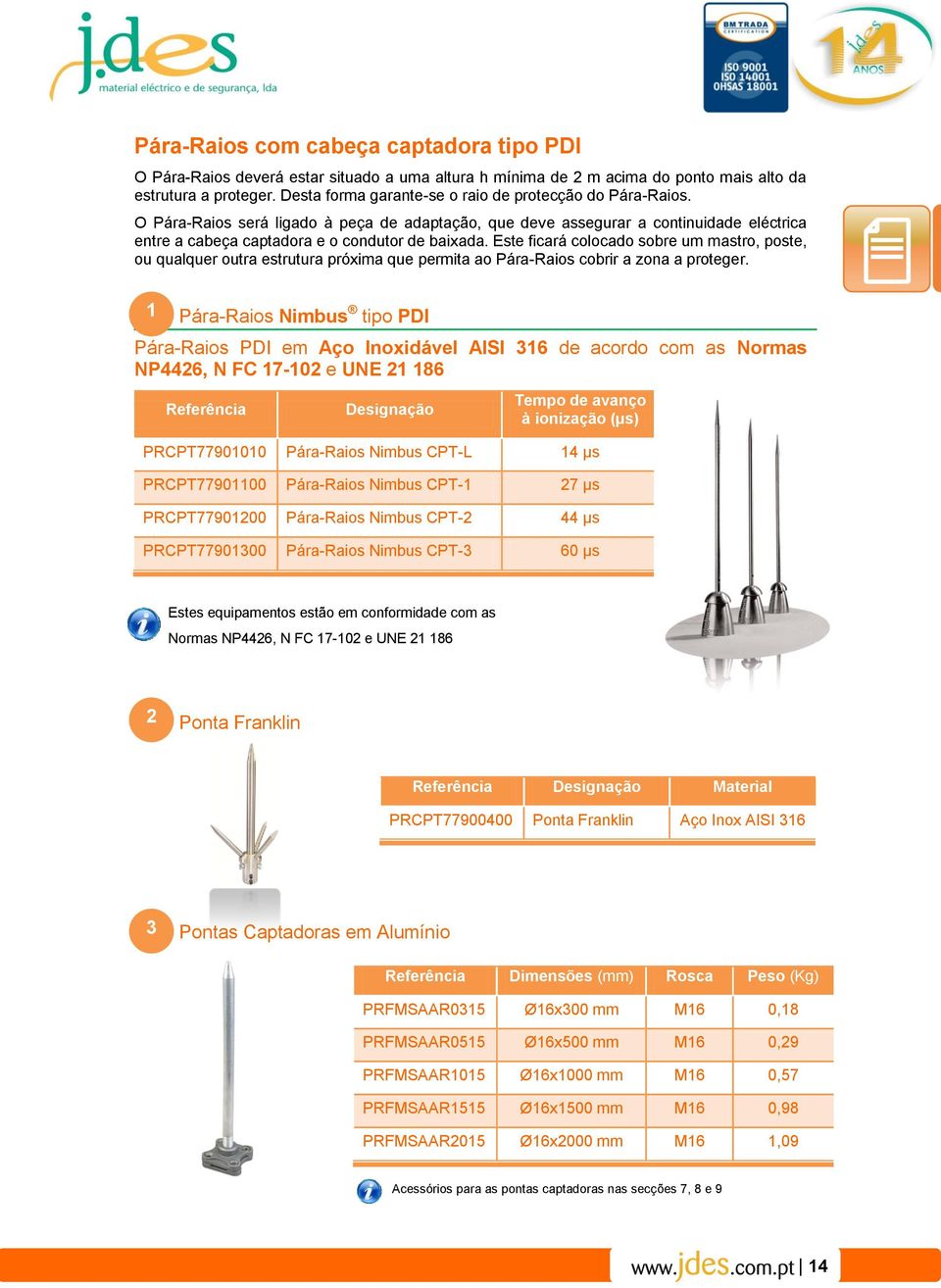 Este ficará colocado sobre um mastro, poste, ou qualquer outra estrutura próxima que permita ao Pára-Raios cobrir a zona a proteger.