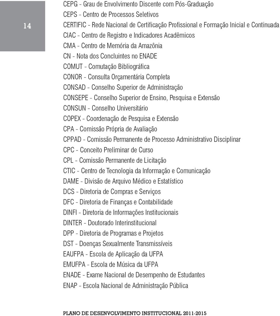 Superior de Administração CONSEPE - Conselho Superior de Ensino, Pesquisa e Extensão CONSUN - Conselho Universitário COPEX - Coordenação de Pesquisa e Extensão CPA - Comissão Própria de Avaliação