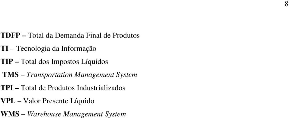 Transportation Management System TPI Total de Produtos