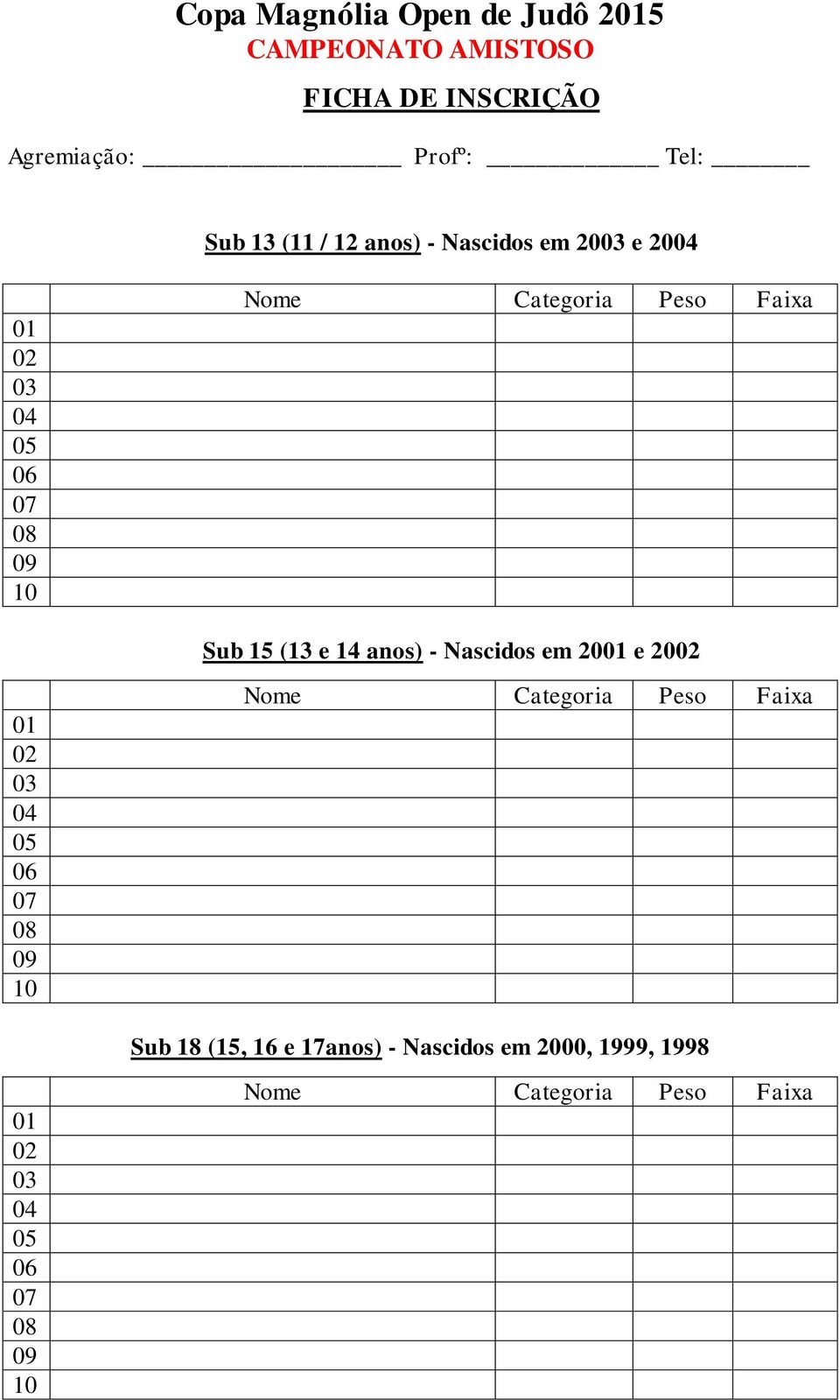 Nascidos em 20 e 20 Sub 15 (13 e 14 anos) - Nascidos em 20