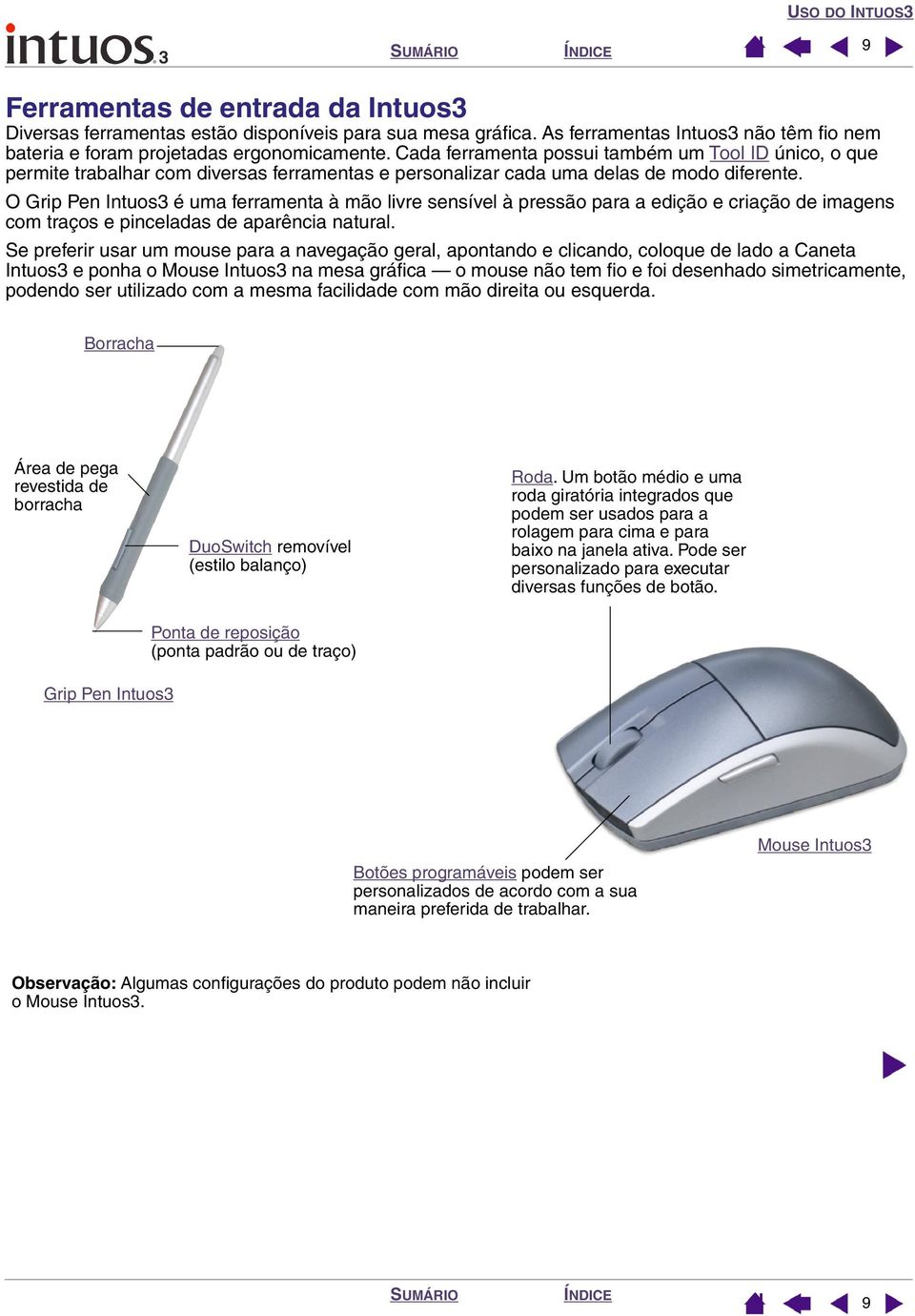 O Grip Pen Intuos3 é uma ferramenta à mão livre sensível à pressão para a edição e criação de imagens com traços e pinceladas de aparência natural.