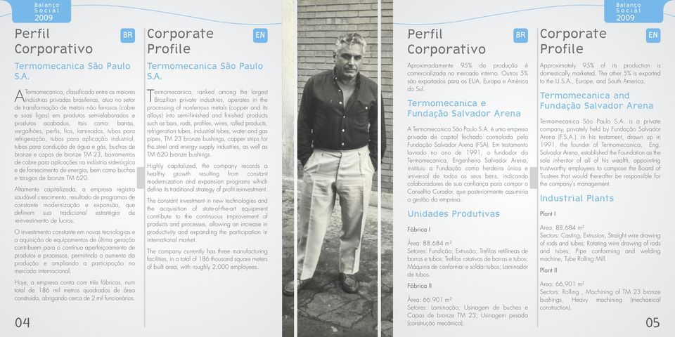 acabados, tais como: barras, vergalhões, perfis, fios, laminados, tubos para refrigeração, tubos para aplicação industrial, tubos para condução de água e gás, buchas de bronze e capas de bronze TM