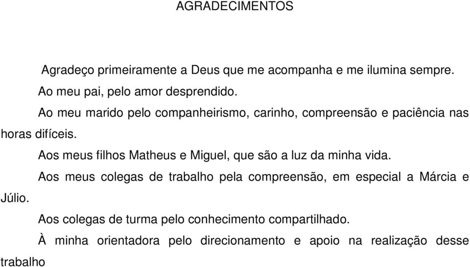 Aos meus filhos Matheus e Miguel, que são a luz da minha vida.