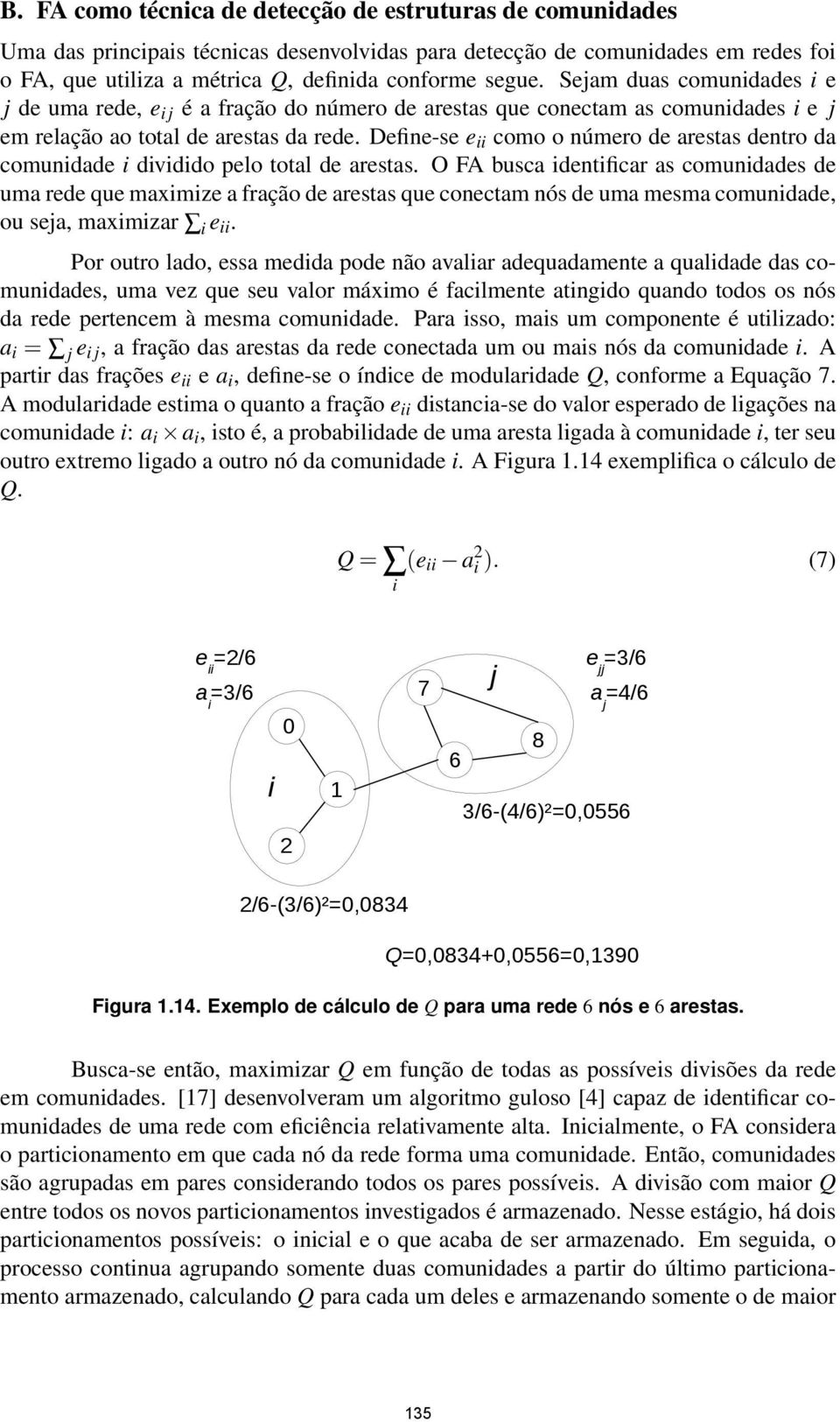 Define-se e ii como o número de arestas dentro da comunidade i dividido pelo total de arestas.