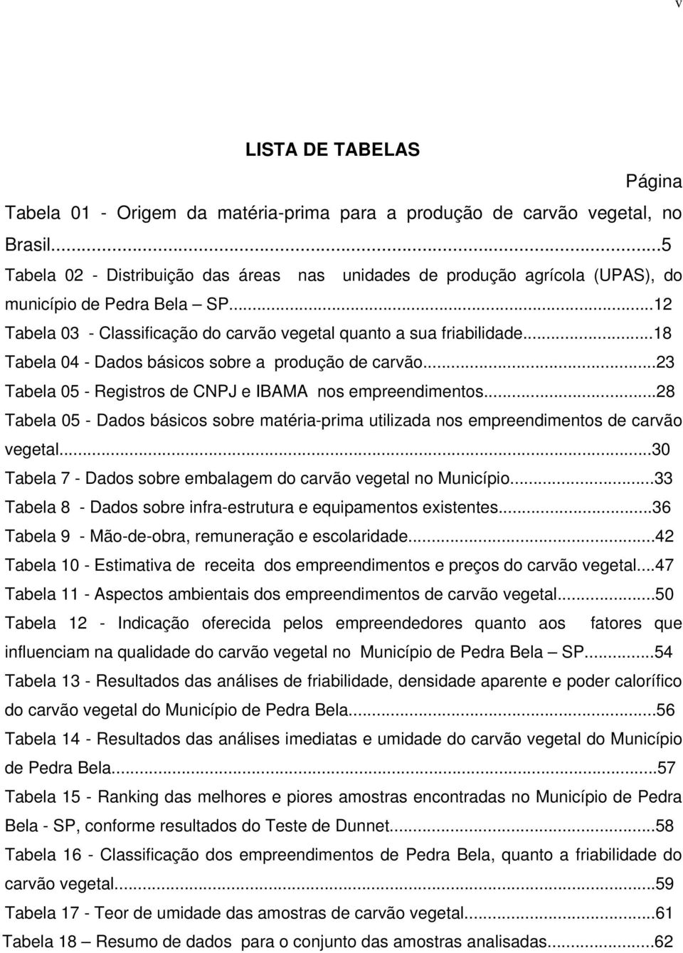 ..18 Tabela 04 - Dados básicos sobre a produção de carvão...23 Tabela 05 - Registros de CNPJ e IBAMA nos empreendimentos.