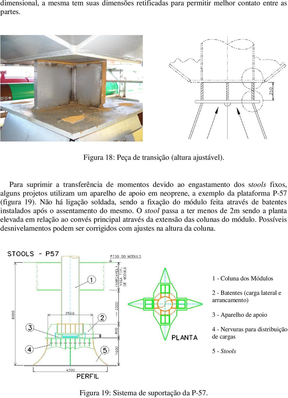 Não há ligação soldada, sendo a fixação do módulo feita através de batentes instalados após o assentamento do mesmo.