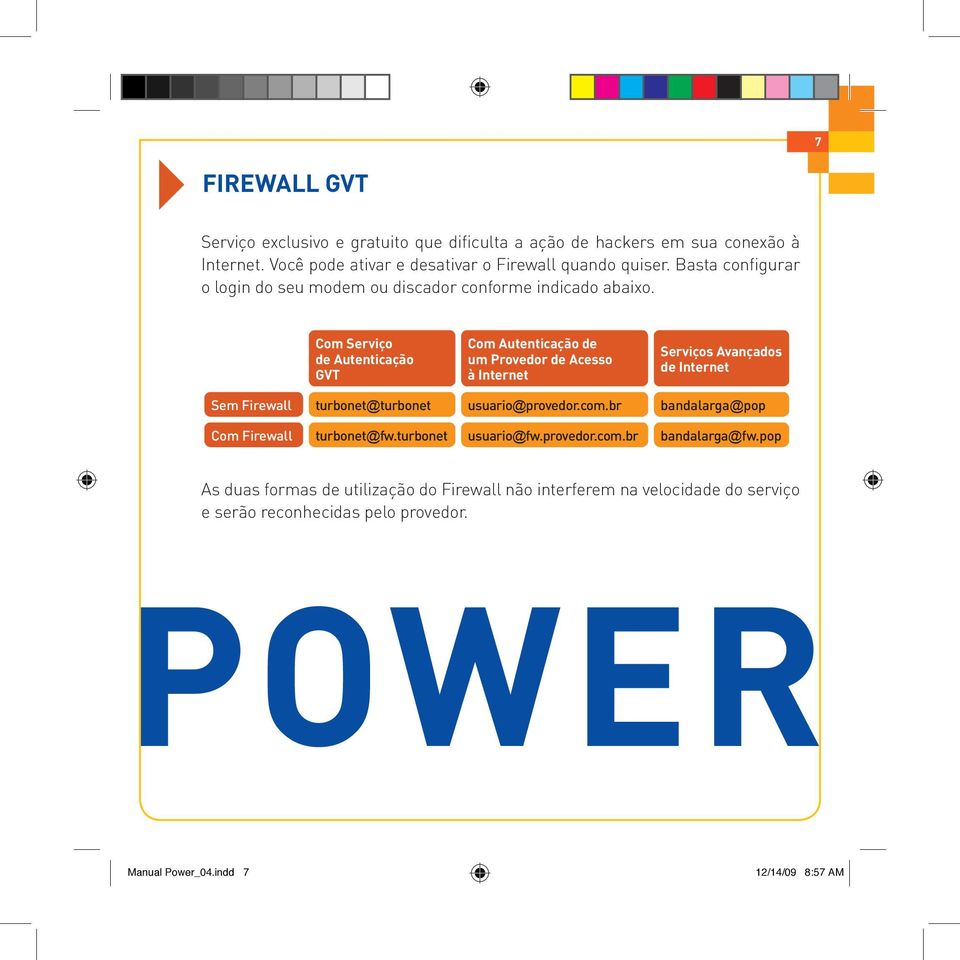 Com Serviço de Autenticação GVT Com Autenticação de um Provedor de Acesso à Internet Serviços Avançados de Internet Sem Firewall turbonet@turbonet