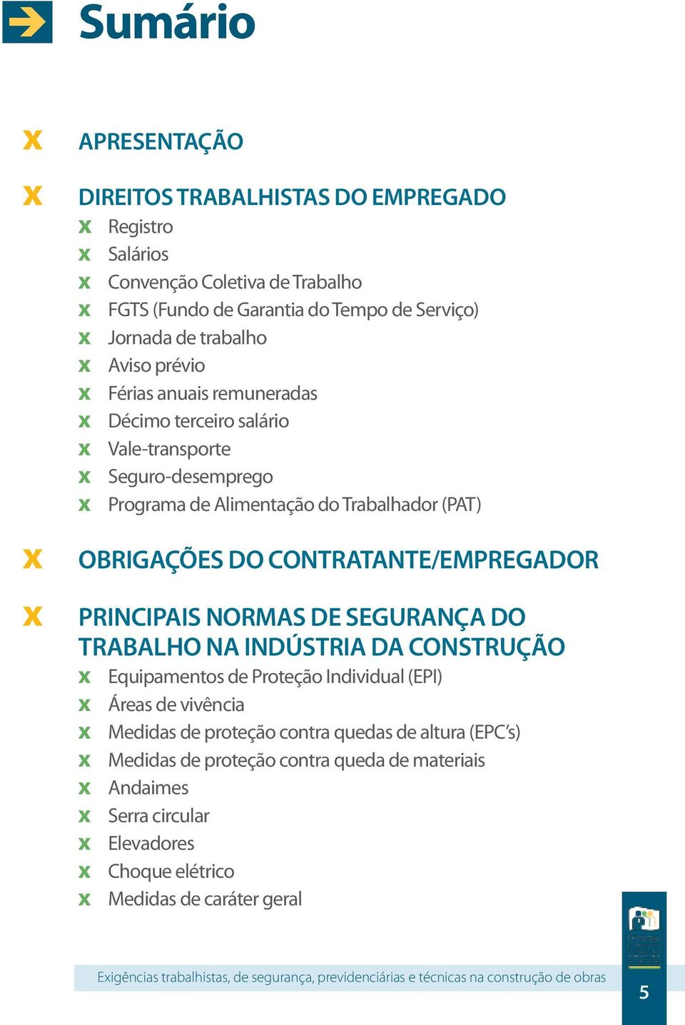 OBRIGAÇÕES DO CONTRATANTE/EMPREGADOR PRINCIPAIS NORMAS DE SEGURANÇA DO trabalho NA INDÚSTRIA DA CONSTRUÇÃO x Equipamentos de Proteção Individual (EPI) x Áreas de vivência x