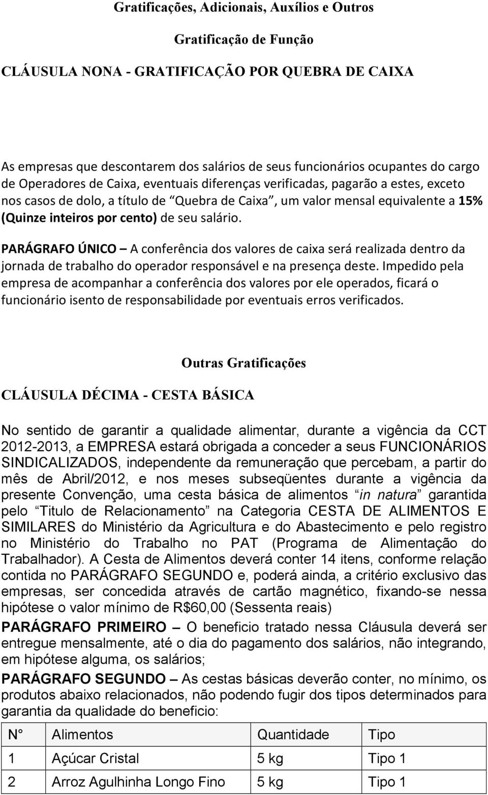 salário. PARÁGRAFO ÚNICO A conferência dos valores de caixa será realizada dentro da jornada de trabalho do operador responsável e na presença deste.