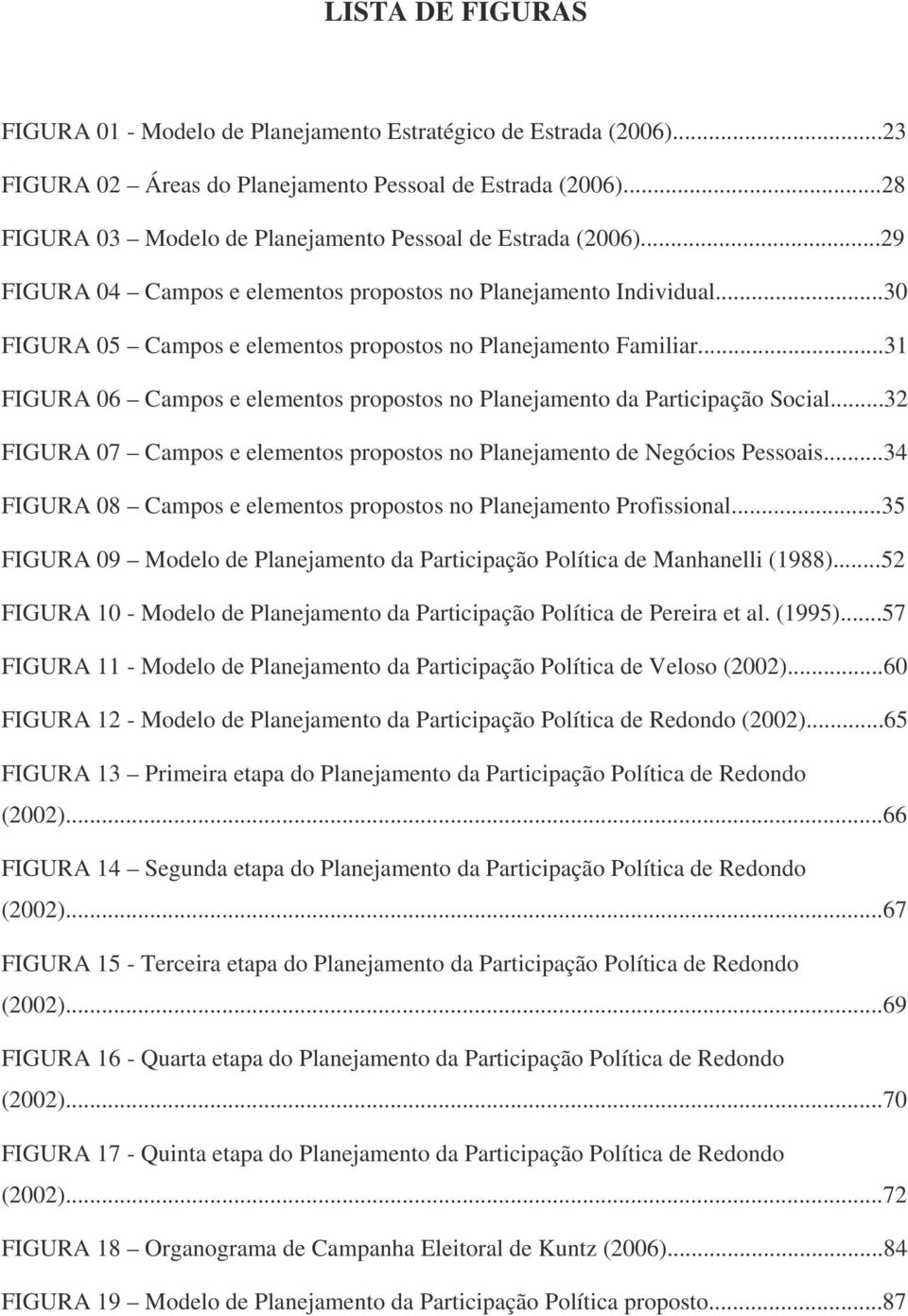 ..30 FIGURA 05 Campos e elementos propostos no Planejamento Familiar...31 FIGURA 06 Campos e elementos propostos no Planejamento da Participação Social.