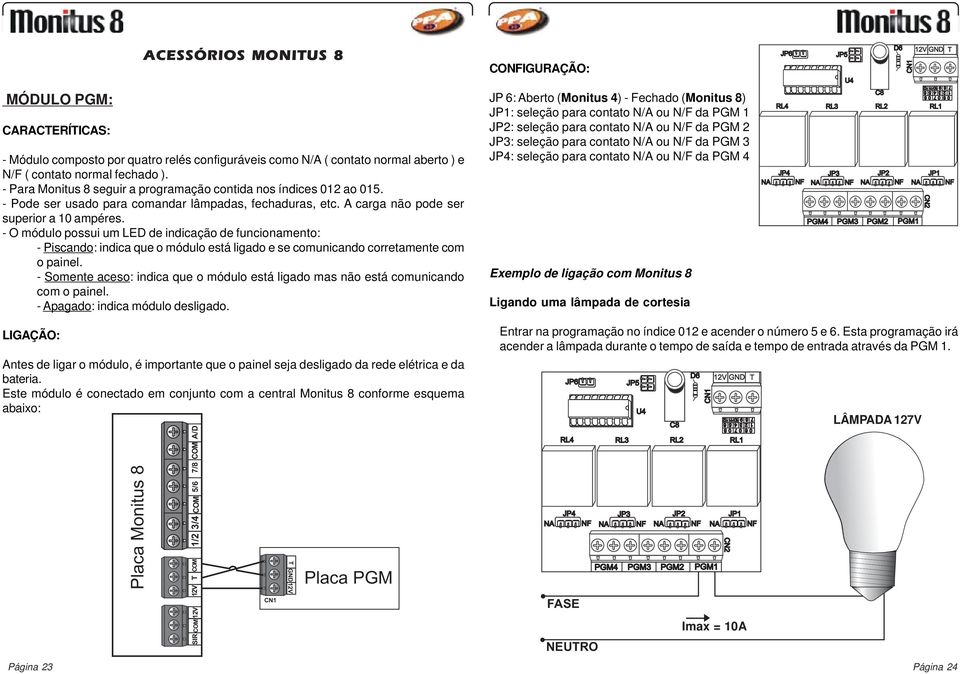 - O módulo possui um LED de indicação de funcionamento: - Piscando: indica que o módulo está ligado e se comunicando corretamente com o painel.