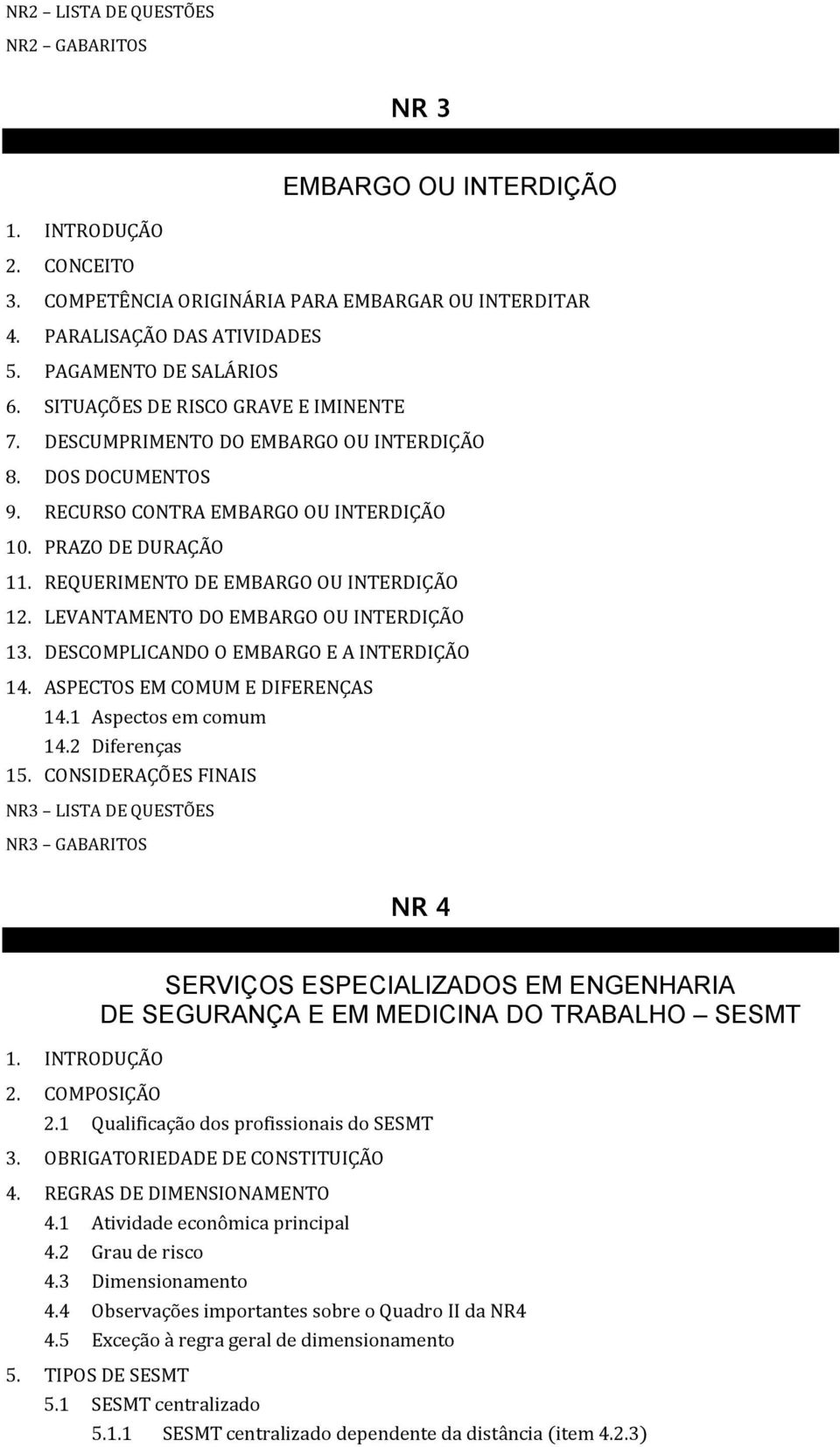 REQUERIMENTO DE EMBARGO OU INTERDIÇÃO 12. LEVANTAMENTO DO EMBARGO OU INTERDIÇÃO 13. DESCOMPLICANDO O EMBARGO E A INTERDIÇÃO 14. ASPECTOS EM COMUM E DIFERENÇAS 14.1 Aspectos em comum 14.