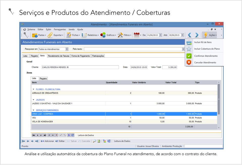 automática da cobertura do Plano Funeral