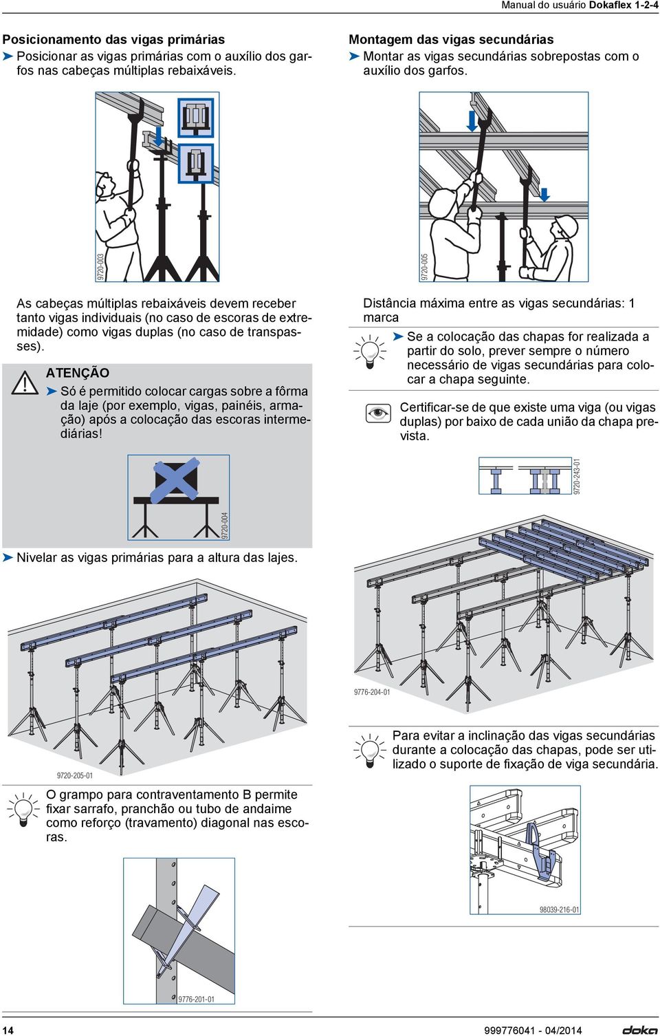 9720-003 9720-005 s cabeças múltiplas rebaixáveis devem receber tanto vigas individuais (no caso de escoras de extremidade) como vigas duplas (no caso de transpasses).