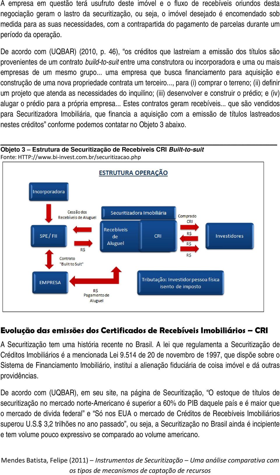 46), os créditos que lastreiam a emissão dos títulos são provenientes de um contrato build-to-suit entre uma construtora ou incorporadora e uma ou mais empresas de um mesmo grupo.