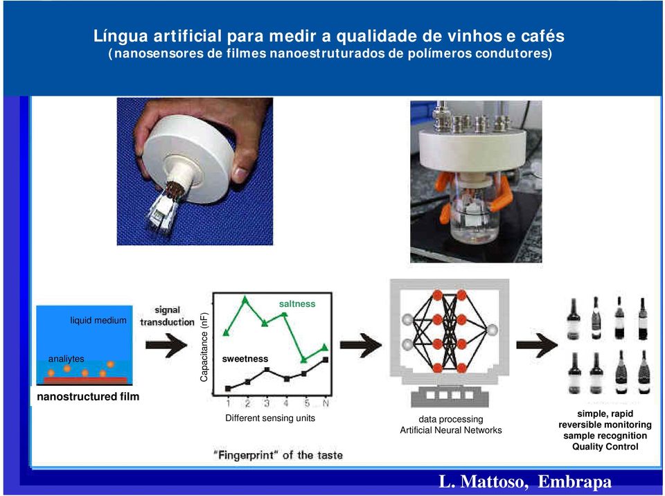 sweetness saltness nanostructured film Different sensing units data processing Artificial