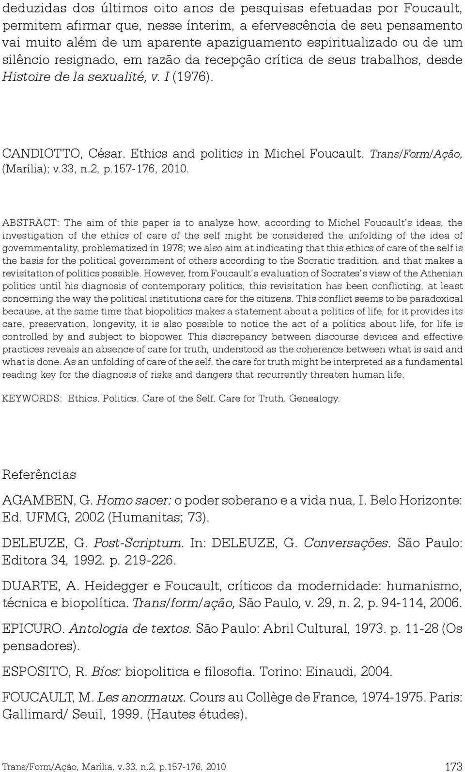Trans/Form/Ação, (Marília); v.33, n.2, p.157-176, 2010.